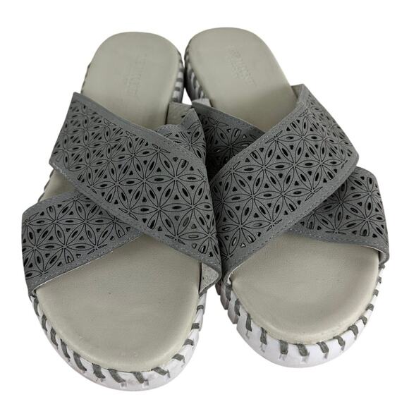 Ilse Jacobsen Hornbaek Gray Cross Band Sandal Women's Size 42 (US 12) EUC - Picture 5 of 8